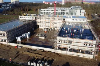 Ein Foto der Baustelle.